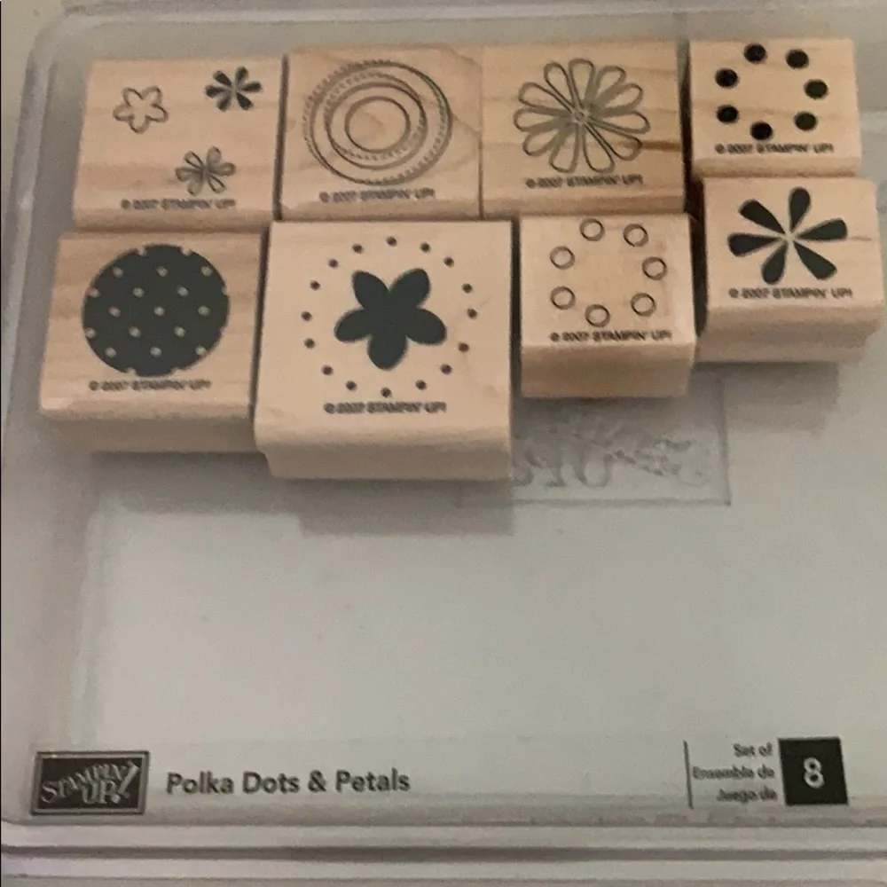 🎭 3/$25 - Stampin Up Polka Dots & Petals stamp set of 8